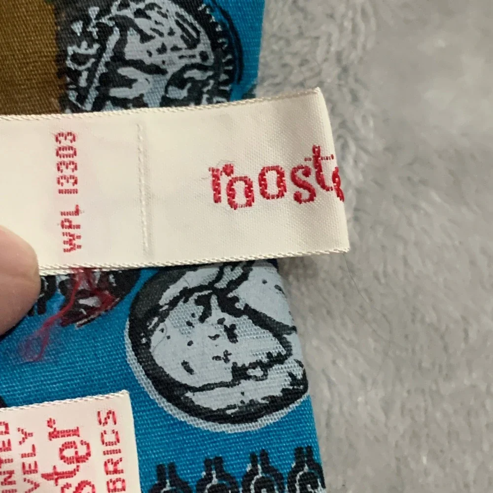 Vintage Rooster Jacob Reeds Sons Cotton Tie Blue Brown Buffalo Nickel Coin Print